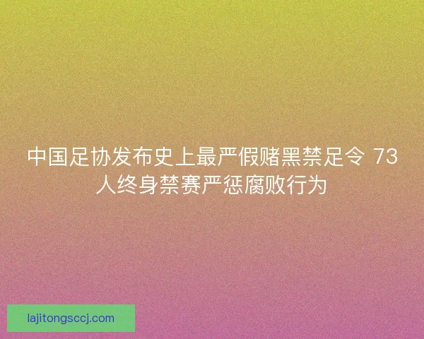 中国足协发布史上最严假赌黑禁足令 73人终身禁赛严惩腐败行为
